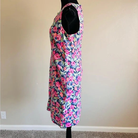 TALBOTS Dress Size 10 Multicolored Floral Print Sleeveless Vacation Summer - Picture 3 of 8